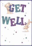 This get well card radiates bright optimism, infused with the comforting energy of a Weybridge florist's gentle touch. Two adorable companions-a plush teddy bear and a jubilant puppy-spring vibrantly from the scene, each joyfully holding and balancing oversized, colourful letters that spell 'Get Well' with playful exuberance. The hues of indigo and teal shimmer against a creamy, inviting background, their vibrance lifted further by a sprinkling of stars in dusk-tinged blues and violets, as enchanting as evening lights along Oatlands Drive. Every brushstroke of fur exudes softness, recalling the inviting textures of a freshly wrapped bouquet ready for doorstep delivery across Weybridge. This illustrated creation doesn't just convey a sentiment, but wraps the recipient in a cocoon of warmth and kindness, offering a gentle nudge of encouragement and comfort to anyone on the mend, whether nestled at home or recovering nearby.