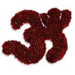 A precise, tactile rendering of the number thirty-three (33) formed not from petals but from countless tiny, dark red granules that shimmer like confectionery sprinkles or fine sugar crystals. From a short distance the two curved threes read as a single plush form, but on close inspection the surface is granular and irregular, catching the light in tiny highlights that give a maroon and garnet shimmer against the stark white field. The color is a deep, velvety maroon with glints of brighter red where the particles catch the studio light; the overall hue reads as the same rich crimson you see in button chrysanthemums, so the numerals feel both celebratory and tactilely intimate. Subtle pale green flecks are scattered across the forms, suggesting either sugar-dusted centers or the memory of tiny flower heads, and they add a living contrast that softens the dense, sparkly texture. A soft, diffused gray shadow beneath the composition lifts the numbers slightly off the white ground, giving depth and a hint of suspension as if the 33 is momentarily poised above a baker's board or a commemorative display. The mood is festive with a careful, crafted restraint-equal parts party detail and artisan precision-suitable for marking a 33rd birthday, a milestone product count, or a celebratory data graphic. For Weybridge residents, imagine this gleaming 33 sitting atop a pastry plate from a High Street bakery near the River Wey or on a milestone cake destined for a Brooklands celebration; its confection-like surface invites the eye and suggests a tactile, joyful occasion anchored in local life.